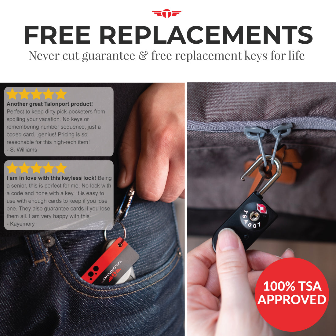 Keyless TSA Approved Luggage Lock with Lifetime Never Cut Guarantee