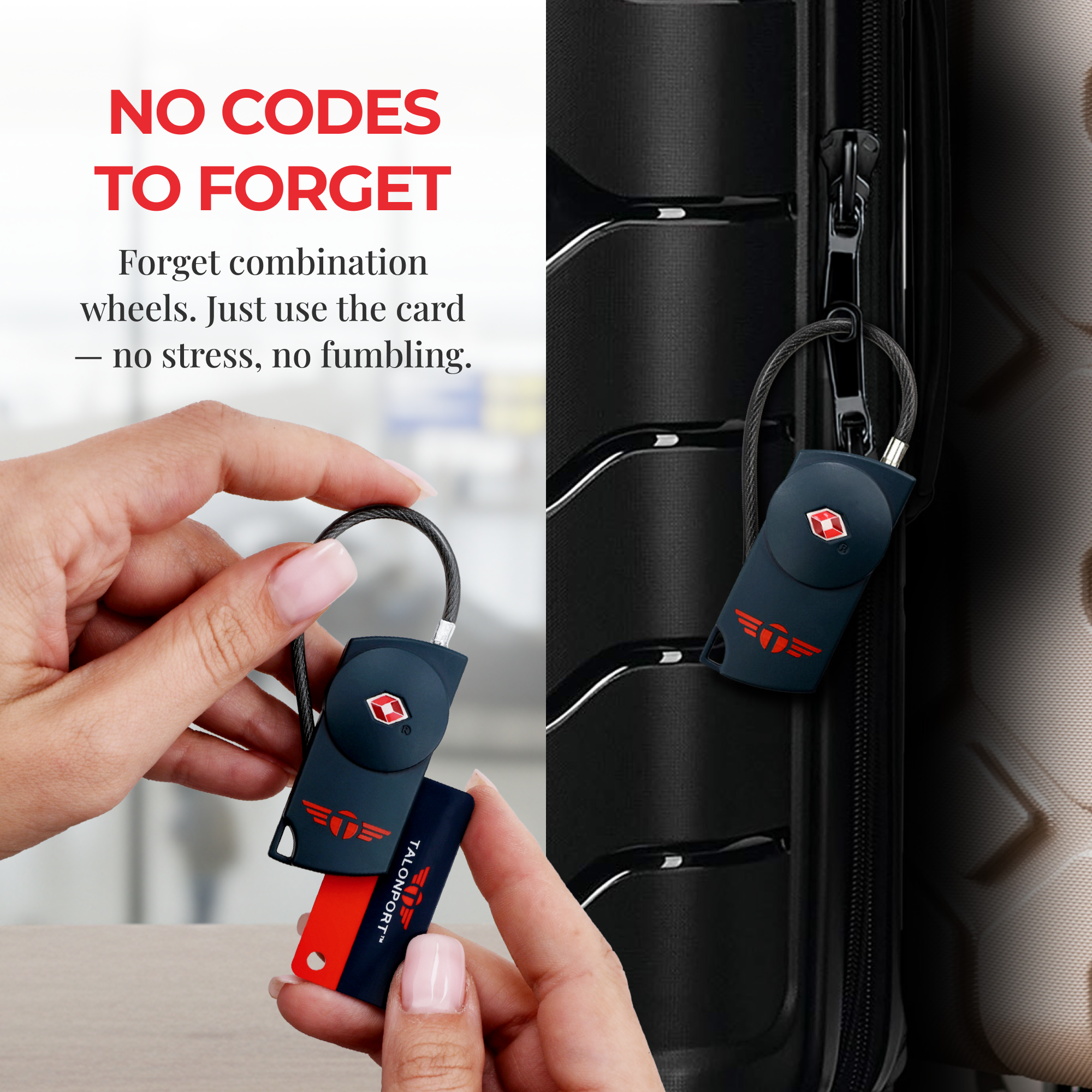 Talonport Keyless Luggage Locks TSA Approved (2 pack)