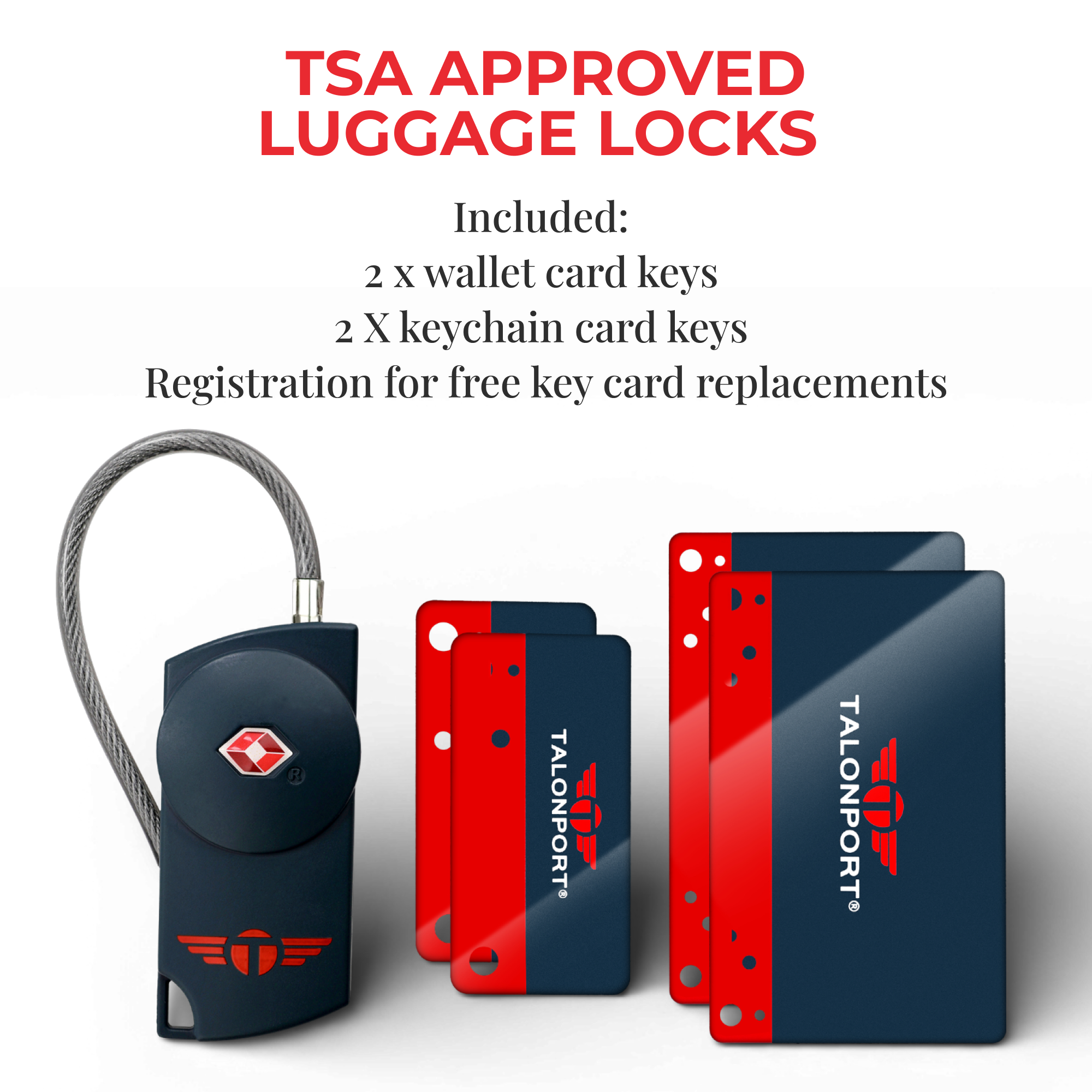Talonport Keyless Luggage Locks TSA Approved (2 pack)