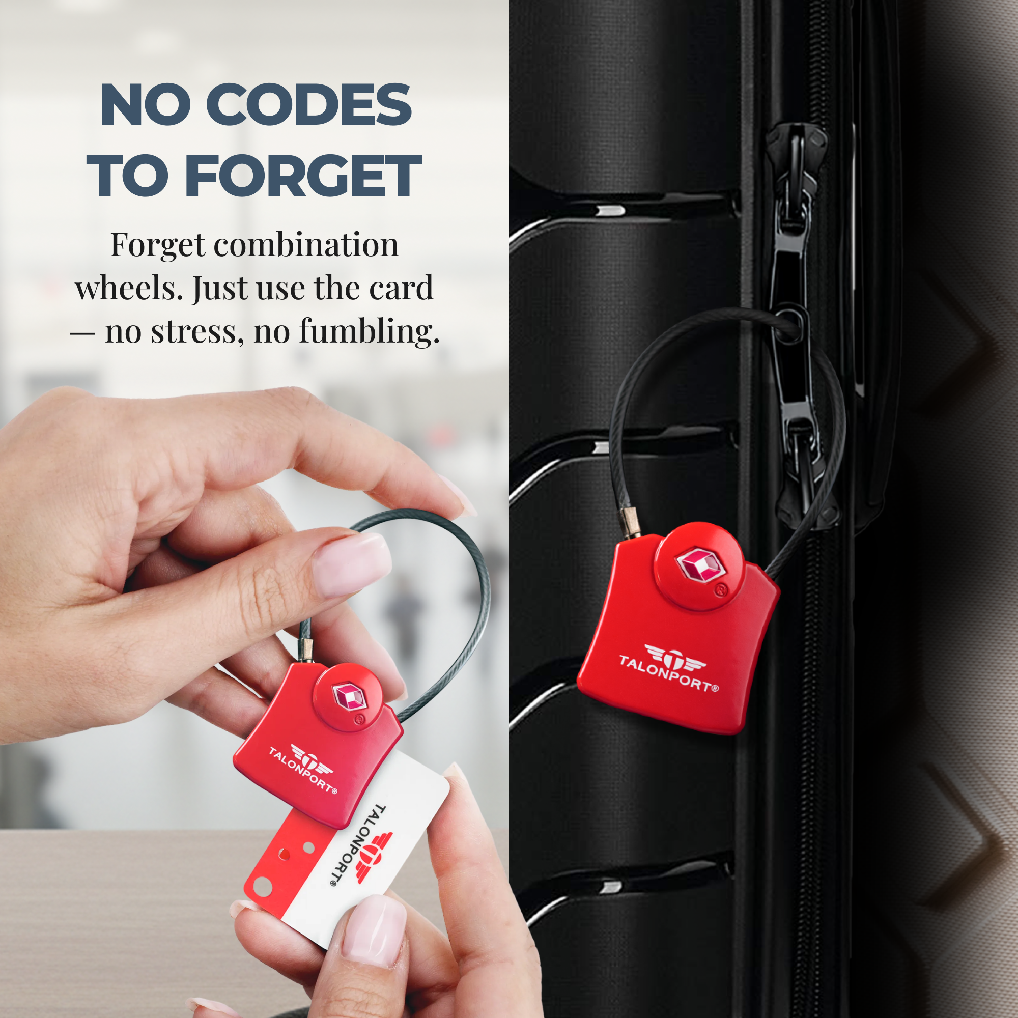 Keyless Luggage Locks TSA Approved, Heavy-Duty Travel Essentials, RED