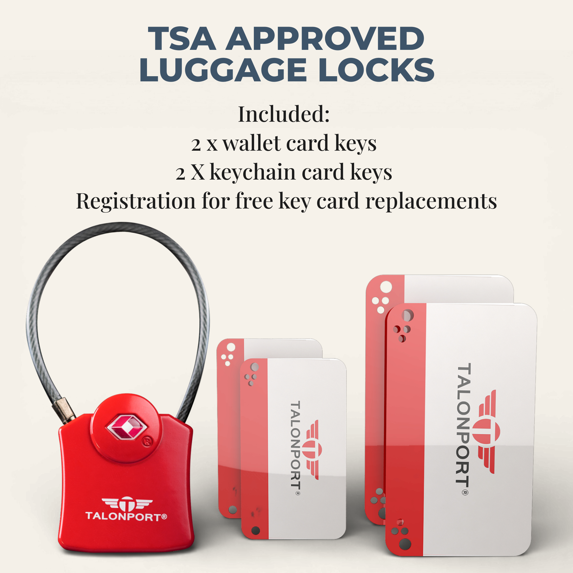 Keyless Luggage Locks TSA Approved, Heavy-Duty Travel Essentials, RED