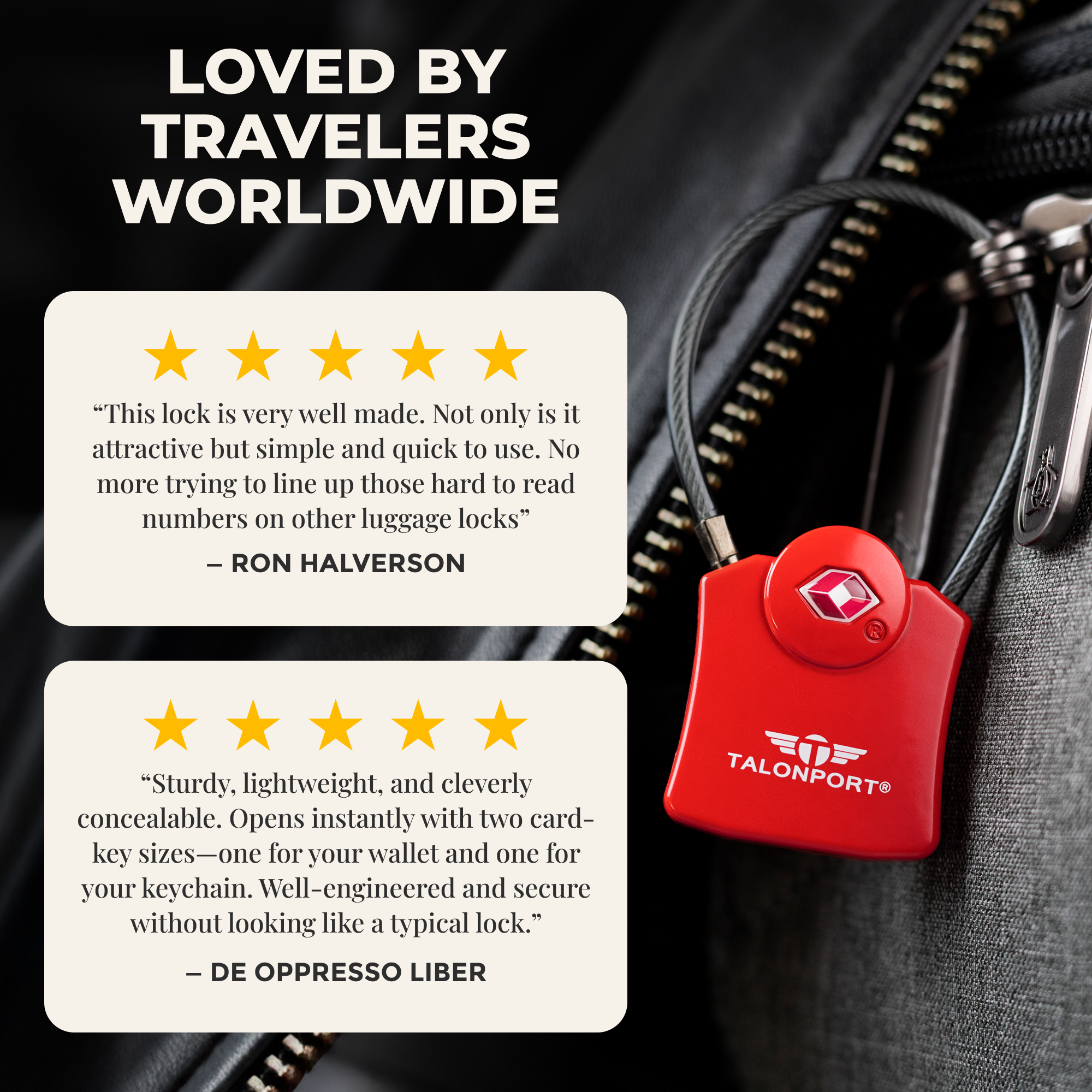 Keyless Luggage Locks TSA Approved, Heavy-Duty Travel Essentials, RED