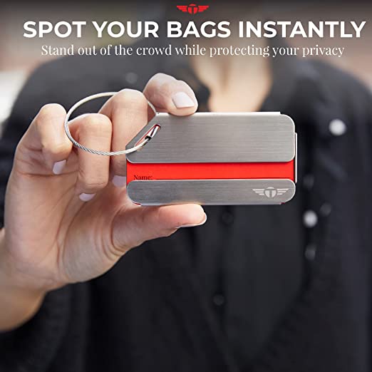Four Pack Silver Metal Luggage Tag
